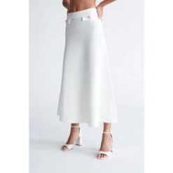 Vivien Midi Flared Knit Skirt In Ecru -Maison Close Sales styleboom x peraluna vivien skirt du g me detayl diz alt klos kad n triko etek ekru 8127034a08f888bd18a44fcc856843d7