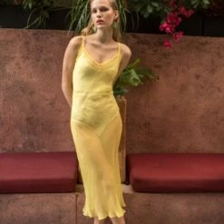 The Venus Silk Slipdress - Yellow -Maison Close Sales the venus silk slipdress yellow 973f5181dc7b33ac4ce6df29313f2a80