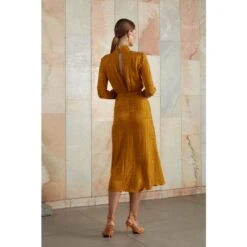 Romee Honey Orange Turtleneck Open Back Cupro Midi Dress With Mermaid Skirt -Maison Close Sales tmq5pjtt3ag9lyj4gde7