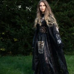 Ariana - Black Multi Lace And Golden Sequin Maxi Skirt -Maison Close Sales to4dxxqkcoob33x8o3hi