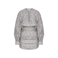 Carlotte Dress In White Printed Poplin