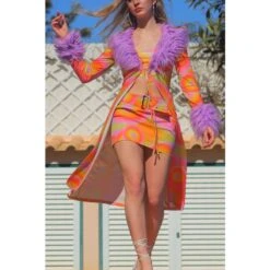 Albufeira Mini Skirt With Chunky Y2K Belt In Orange Swirl -Maison Close Sales ubgwy1eqkxhd67k1bki2