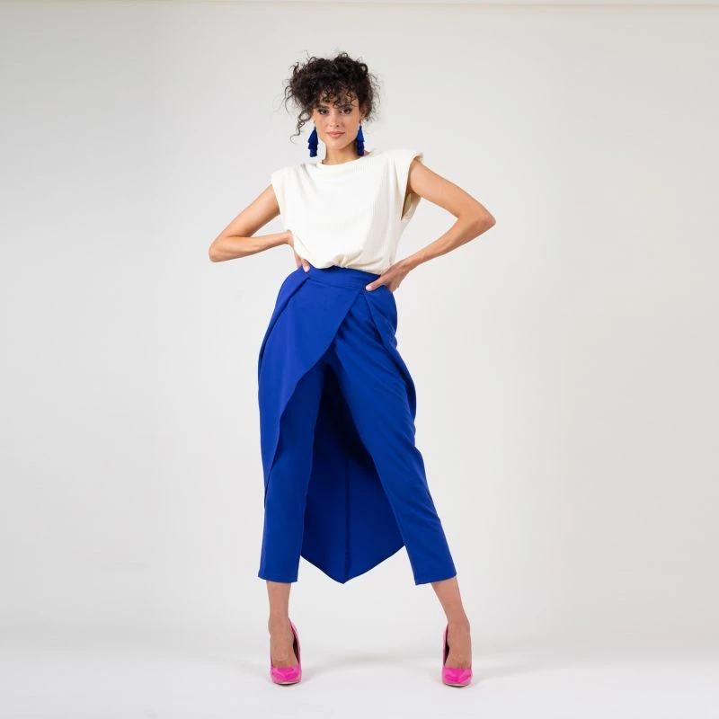Electric Blue Pants With Skirt 4 Electric Blue Pants With Skirt - Image 2