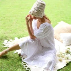 Rosemary Dotted Cotton Prairie Dress -Maison Close Sales ujehrd24vi0wucwfon4l