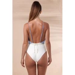 Lola Pastel Blue Lurex / Ivory - One Piece Swimsuit -Maison Close Sales umdcqzsqrhtcekplah07