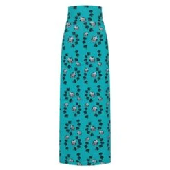 Teal Floral Maxi Jersey Skirt