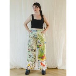 Re-Trousers Upcycled Wide Legged Vibrant Tropical Print 15 Re-Trousers Upcycled Wide Legged Vibrant Tropical Print -Maison Close Sales upcycled artistic trousers with colorful tropical art c09060d8b7434ec102478ab0e82dfafe