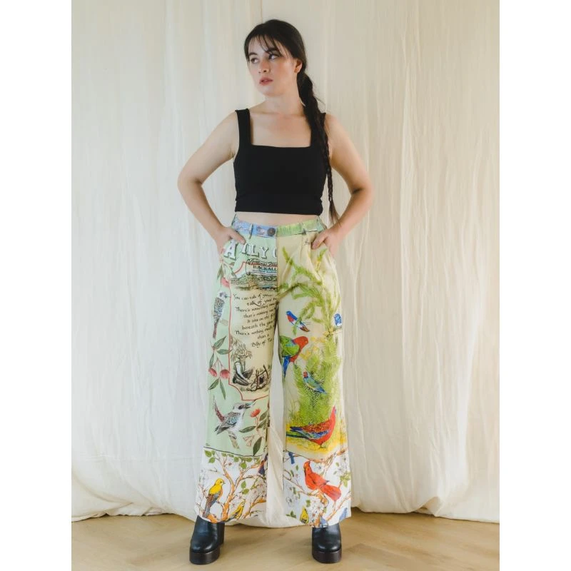 Re-Trousers Upcycled Wide Legged Vibrant Tropical Print 6 Re-Trousers Upcycled Wide Legged Vibrant Tropical Print - Image 4