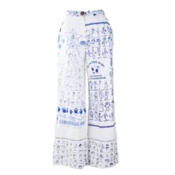 Re-Trousers Upcycled Artistic Trousers With Blue Christmas Art