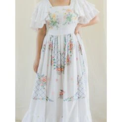 Upcycled Vintage Floral Embroidered Maxi Dress With Pink Border 39 Upcycled Vintage Floral Embroidered Maxi Dress With Pink Border -Maison Close Sales upcycled vintage floral embroidered maxi dress with pink border 11d36a17dcb6fde31d68e113c6f03894