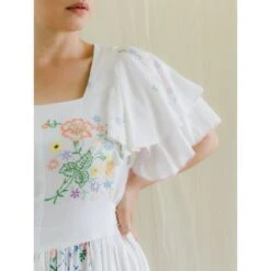 Upcycled Vintage Floral Embroidered Maxi Dress With Pink Border 34 Upcycled Vintage Floral Embroidered Maxi Dress With Pink Border -Maison Close Sales upcycled vintage floral embroidered maxi dress with pink border 45f474164ae48f7c9f18f9cccb01ad7d