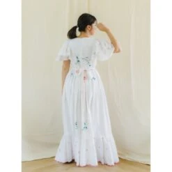 Upcycled Vintage Floral Embroidered Maxi Dress With Pink Border 29 Upcycled Vintage Floral Embroidered Maxi Dress With Pink Border -Maison Close Sales upcycled vintage floral embroidered maxi dress with pink border 484e897014d0824eb2f7d95d976c4b93