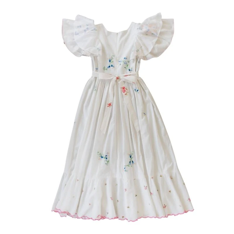 Upcycled Vintage Floral Embroidered Maxi Dress With Pink Border 4 Upcycled Vintage Floral Embroidered Maxi Dress With Pink Border - Image 2