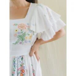 Upcycled Vintage Floral Embroidered Maxi Dress With Pink Border 35 Upcycled Vintage Floral Embroidered Maxi Dress With Pink Border -Maison Close Sales upcycled vintage floral embroidered maxi dress with pink border e69e1e0d0355921b0ad7d020f9df235c