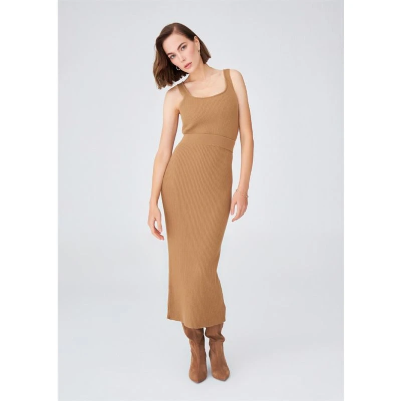 Rib Knitted Cashmere Blend Knitwear Pencil Skirt - Camel 4 Rib Knitted Cashmere Blend Knitwear Pencil Skirt - Camel - Image 2