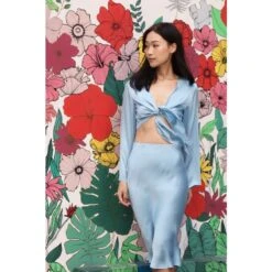 Effortless Silk Skirt In Forget Me Not - Blue -Maison Close Sales uwziwcw7fc7azbduzhw6