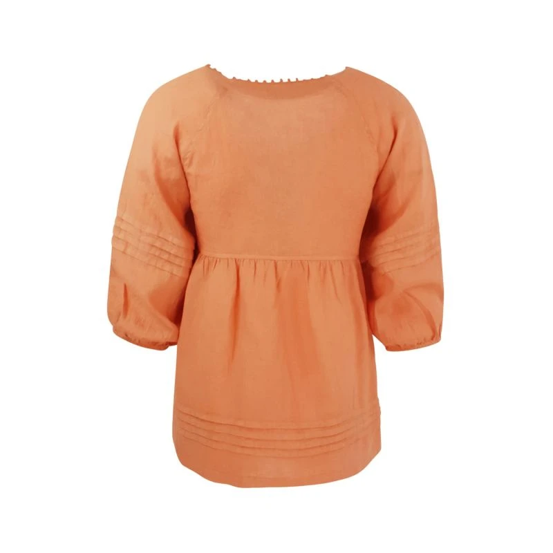 “V” Neck Linen Long Sleeved Blouse - Peachy 4 “V” Neck Linen Long Sleeved Blouse - Peachy - Image 2