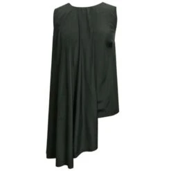 Raelyn Front Draped Panel Viscose Cupro Top In Dark Olivine