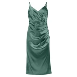 Venice Satin Midi Dress – Emerald Green