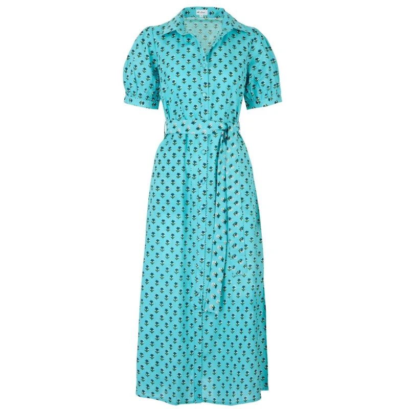 Cotton Maddie Dress In Blue & Navy Ditsy Flower 3 Cotton Maddie Dress In Blue & Navy Ditsy Flower