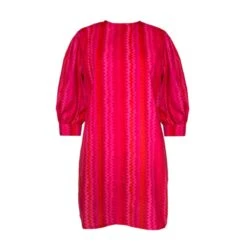 Little Short Dress With Mid-Length Sleeves & Pink Prints