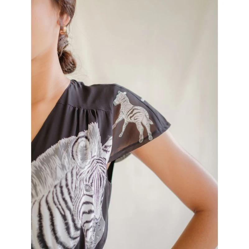 Vintage Chiffon Dress With Bold Zebra Print 9 Vintage Chiffon Dress With Bold Zebra Print - Image 7