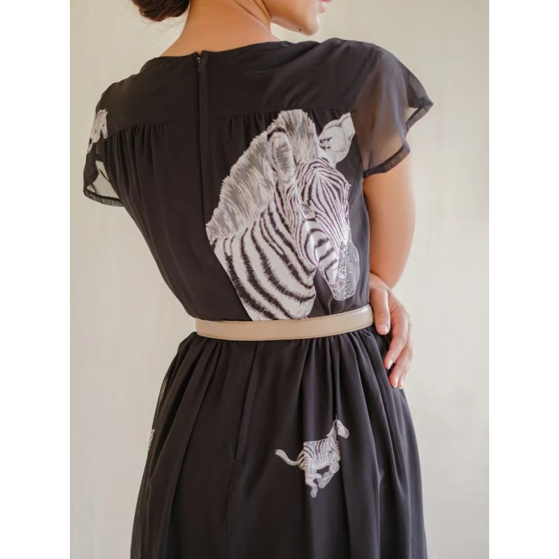 Vintage Chiffon Dress With Bold Zebra Print 14 Vintage Chiffon Dress With Bold Zebra Print - Image 12