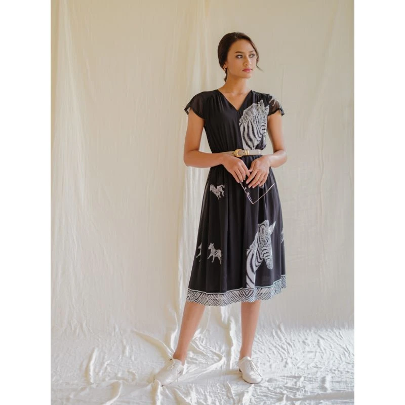 Vintage Chiffon Dress With Bold Zebra Print 5 Vintage Chiffon Dress With Bold Zebra Print - Image 3