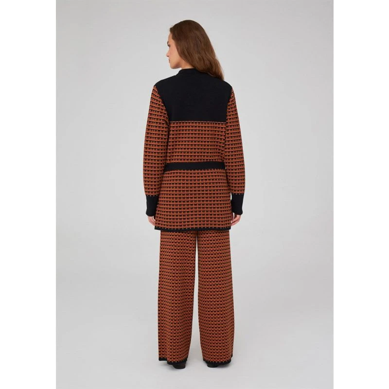 Geometric Pattern Straight Knitwear Trousers - Brown 10 Geometric Pattern Straight Knitwear Trousers - Brown - Image 8