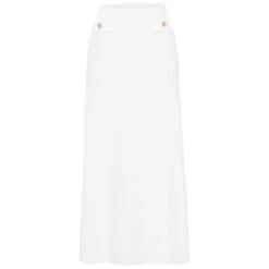Vivien Midi Flared Knit Skirt In Ecru