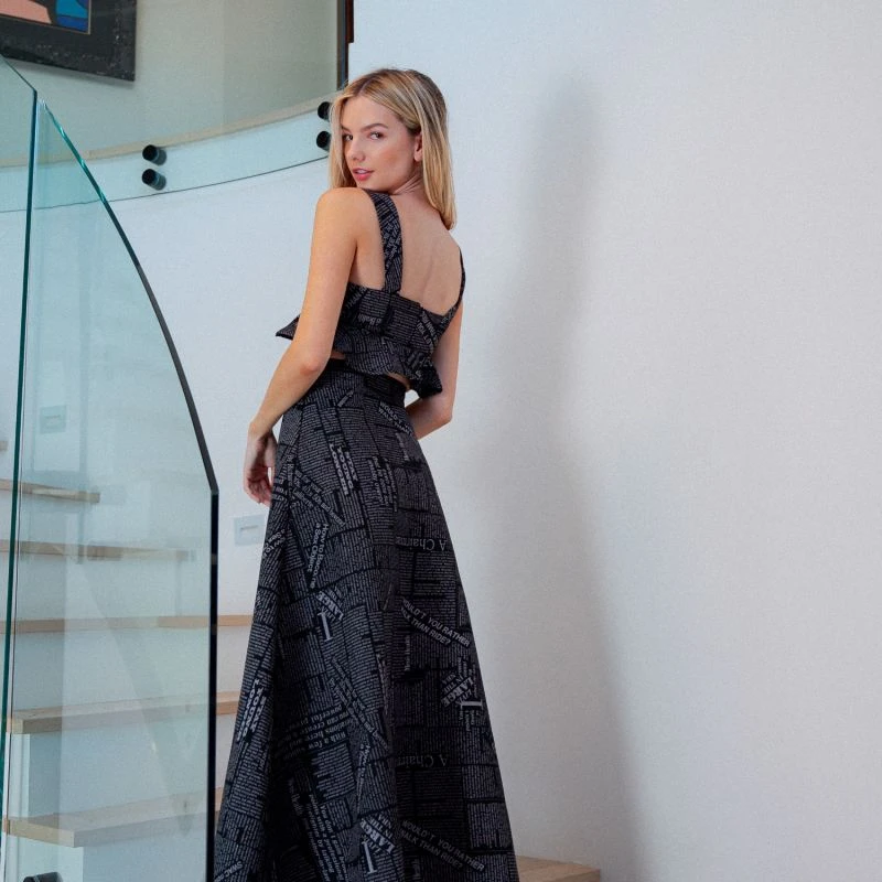 Newspaper A-Line Skirt In Black 7 Newspaper A-Line Skirt In Black - Image 5