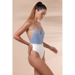 Lola Pastel Blue Lurex / Ivory - One Piece Swimsuit -Maison Close Sales w7bkgg9jfroqs3no3fgb