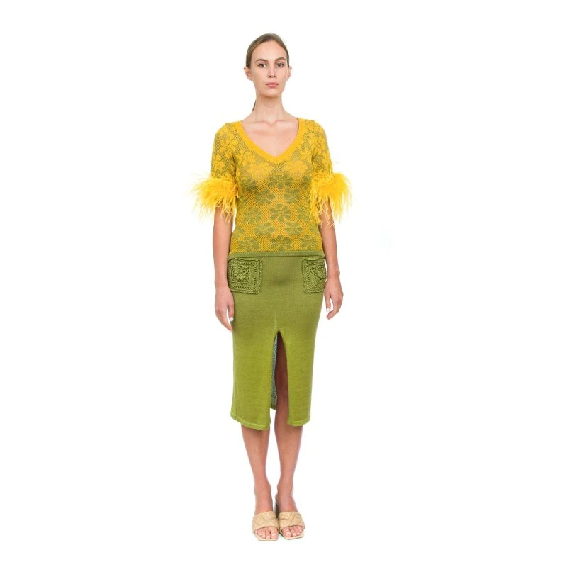 Green Knit Skirt With Crochet Pockets 5 Green Knit Skirt With Crochet Pockets - Image 3