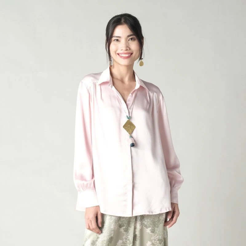 Women Silk Shirt - Rose Gold 4 Women Silk Shirt - Rose Gold - Image 2