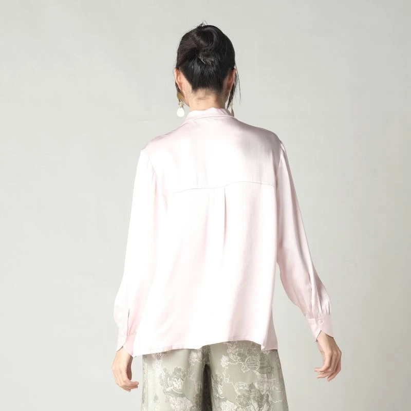 Women Silk Shirt - Rose Gold 6 Women Silk Shirt - Rose Gold - Image 4