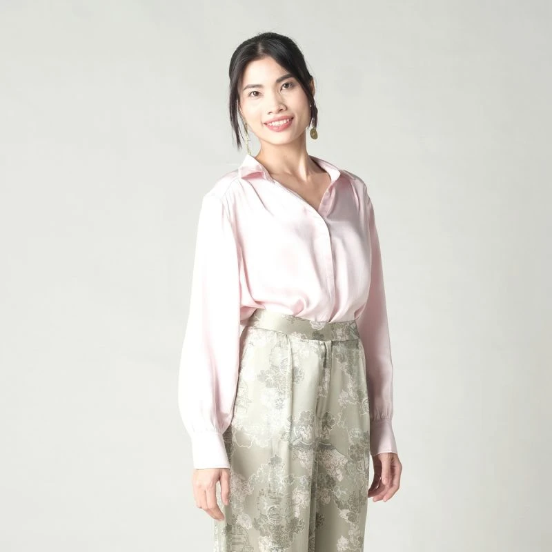 Women Silk Shirt - Rose Gold 7 Women Silk Shirt - Rose Gold - Image 5