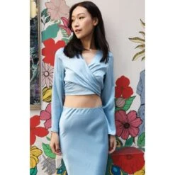 Effortless Silk Skirt In Forget Me Not - Blue -Maison Close Sales x8ik19tymiggahcvz7rw