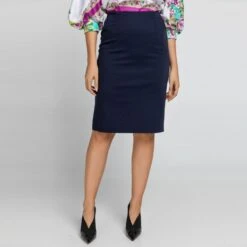 Dark Blue Pencil Skirt Stretch Gabardine -Maison Close Sales xdpp6m9ypdqjk0czqjfh