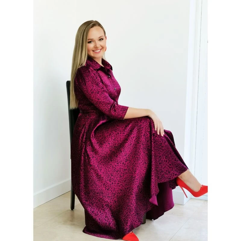 Marsden Dress Plum Leopard Viscose Print 6 Marsden Dress Plum Leopard Viscose Print - Image 4