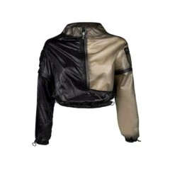 Short Nylon Blouse With Zip-Off Sleeves Nero Black