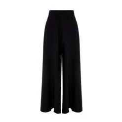 Wide Legged Crepe Maxi Pants In Black