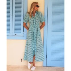 Cotton Maddie Dress In Blue & Navy Ditsy Flower 6 Cotton Maddie Dress In Blue & Navy Ditsy Flower -Maison Close Sales zbgindpwswjqmxsbhukd