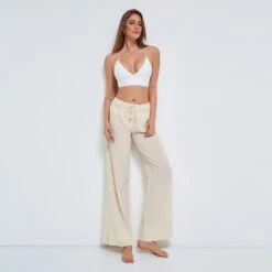 Pull-On Trousers Crinkle Organic Cotton In Beige 11 Pull-On Trousers Crinkle Organic Cotton In Beige -Maison Close Sales zg7ug4tzcvk9urk0b75z