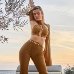 Panama Bikini Top With Golden Details In Dark Gold -Maison Close Sales zuhqlng0gzyhqupfuw87