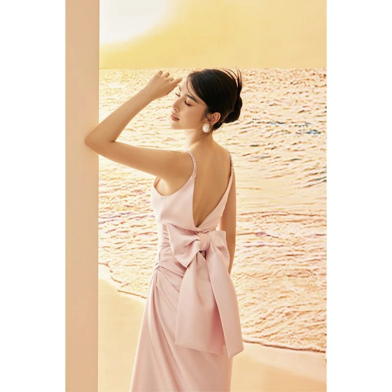 Zuri Silk Satin Asymmetric Dress - Pink 6 Zuri Silk Satin Asymmetric Dress - Pink - Image 4