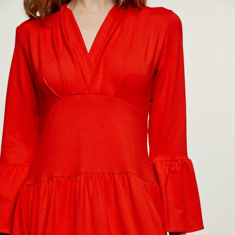 Red Jersey Tiered Dress 8 Red Jersey Tiered Dress - Image 6